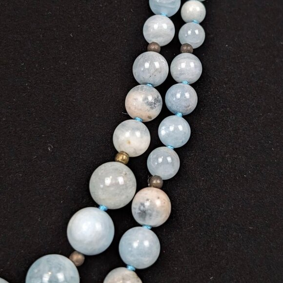 Stauer 2-Strand Aquamarine Graduated Bead Necklace - Picture 3 of 6
